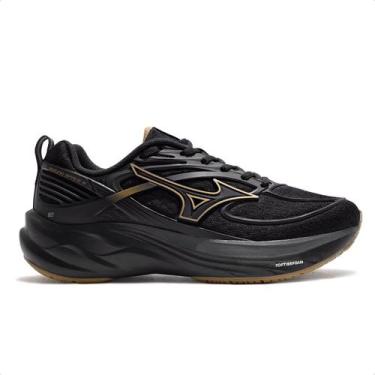 Imagem de Tênis Mizuno Space 6 Junior, Preto, Dourado, 35