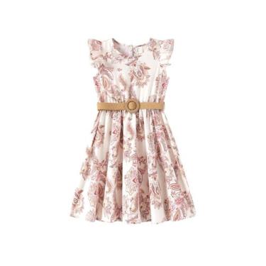 Imagem de Vestido Infantil PATPAT Boho Floral com Babados nas Mangas Alperce 6-7