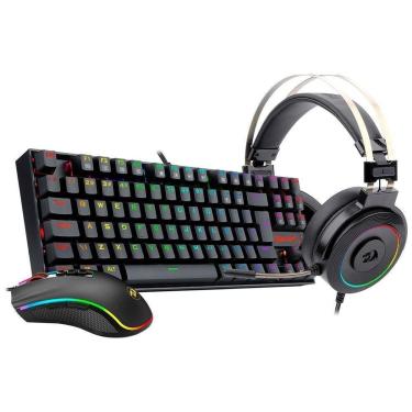 Imagem de Kit Gamer Redragon RGB com Headset2 Drivers 40mm + Teclado Kumara Switch Outemu ABNT2 +...
