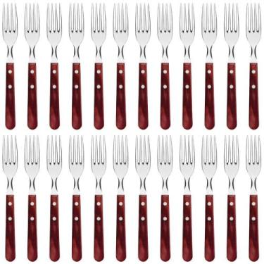 Imagem de Kit 24 Garfos para Churrasco Tramontina Jumbo Inox Cabo Madeira Polywo