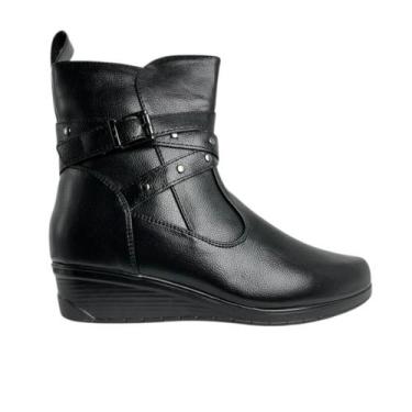 Imagem de Bota Feminina Mooncity Cano Curto Salto Anabela, Preto, 37