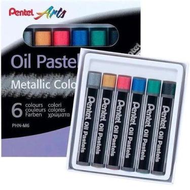 Imagem de Giz Pastel Oleoso com 6 Cores Metalicas - PENTEL
