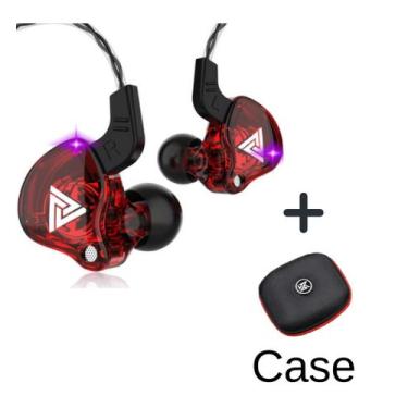Imagem de Fone de Ouvido com Fio Original com Microfone (Qkz Ak6), Vermelho + Ca
