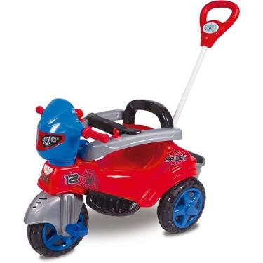 Imagem de Triciclo para Bebê Baby City Spider Multifuncional com Som e Haste Removível Suporta 30kg Maral