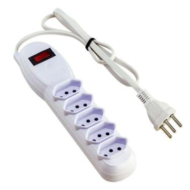 Imagem de Filtro de Linha 5 Tomadas Bivolt  Branco 80cm - Force Line