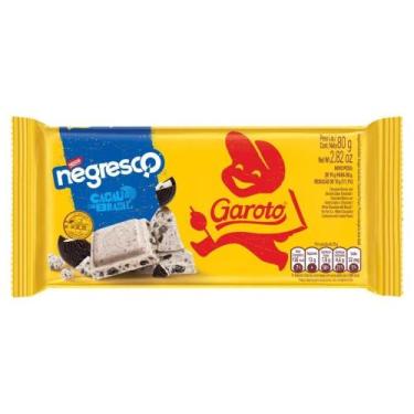 Imagem de Chocolate Branco Garoto Biscoito Tablete 80g - Embalagem com 16 Unidad