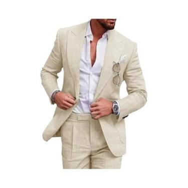 Imagem de Terno Slim Fit Masculino De Linho Para Casamento Na Praia, Festa De Fo