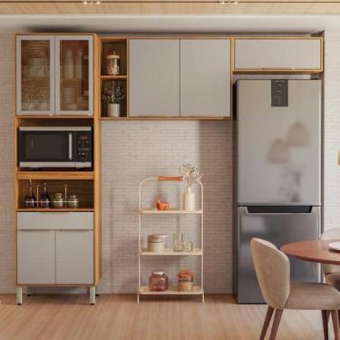 Imagem de Cozinha Completa Modulada 3 Peças 7 Portas Plena Amarelo/Cinamon/Nude 