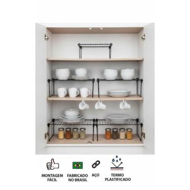 Imagem de 2x Kit 7 Organizadores Prateleiras Cozinha Aço Preto - Congratulations