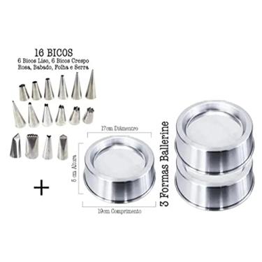 Imagem de 3 Formas Ballerine 19x17x5 + 16 Bicos Grandes Profissional