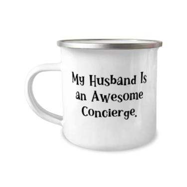 Imagem de Caneca fofa para acampamento de 355 ml, My Husband Is an Awesome Concierge, presentes para marido, presente da esposa, para marido