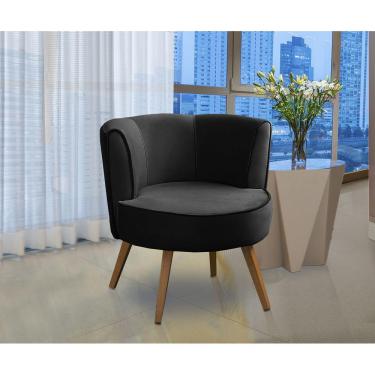 Imagem de Poltrona Para Sala Decorativa Isadora Suede Preto Madelina Decor