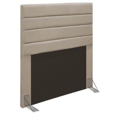 Imagem de Cabeceira Rubi Cama Box Solteiro 90cm Suede Bege