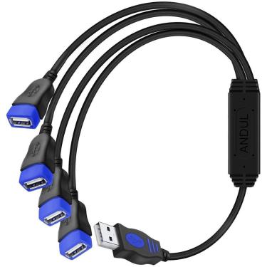 Imagem de Divisor USB 1 a 4 - Andul USB 2.0 Y Adaptador do cabo de extensão do cabo para / laptop / LED etc,Marinha