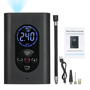 Imagem de Kiboule Pneu inflador portátil compressor de ar 150psi bomba de ar elétrica com medidor de pressão luz led 4000 mah usb banco de energia desligamento automático para bolas de bicicleta de carro e outros infláveis