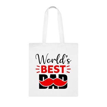 Imagem de Sacola engraçada do mundo Best Dad, para pai, bolsa de ombro papai, bolsas reutilizáveis para papai, presente para papai da filha favorita, filho e filhos, Branco