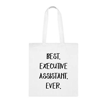 Imagem de Bolsa tote de assistente executivo, bolsa de melhor assistente executivo, presente de assistente executivo, bolsa de ombro para assistente executivo, bolsas reutilizáveis para assistente executivo, ideia de de Natal, Branco
