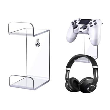 Imagem de Kit 3 Suporte Controle Ps5 Fone Headset Gamer Mesa Parede