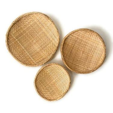 Imagem de Peneiras de Palha Decorativa, Composição de Parede 3 Peças