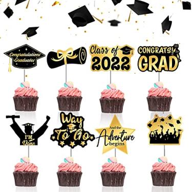 Imagem de 104 Pack 2022 Graduation Cupcake Toppers Grad Cap Cake Appetizer Picks Cake Graduation Party Decorations Diploma Cupcake Picks for Cake Food Class of 2022 Graduation Theme Party Supplies
