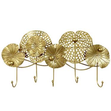 Imagem de KIZQYN Ganchos de casaco montado na parede Rack de casaco de chave de entrada gancho de parede gancho de casaco de ouro (5 ganchos e 7 ganchos) Rack de casaco montado na parede (tamanho: latão)