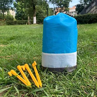 Imagem de Tapete para piquenique - Tapete à prova de umidade - Pano para piquenique - Portátil externo - À prova d'água e livre de areia - Tapete para piquenique espesso 78,88 x 82,7 polegadas (costura azul, branca e cinza)