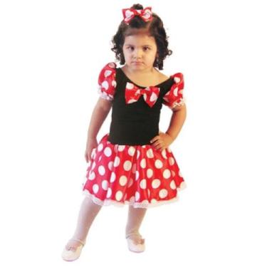 Imagem de Fantasia Infantil Ratinha Minnie Vestido Curto Com Laço De 2 À 8 Anos