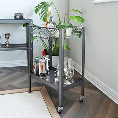 Imagem de Carrinho Bar para Sala de Jantar Multiuso Guarujá Proa Cimento Queimado