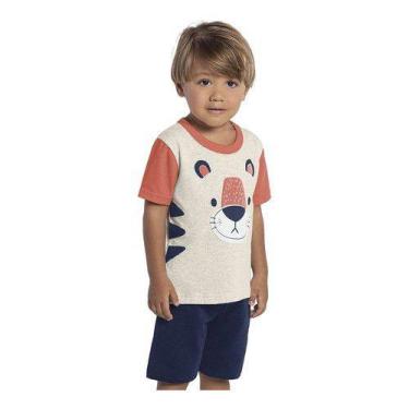 Imagem de Conjunto Infantil Criança Menino Short + Camiseta Tigre - Anjo Da Mamã