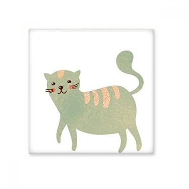 Imagem de Pedra adorna de tijolo vitrificado em aquarela com animal de ciano fofo