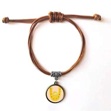 Imagem de DIYthinker Pulseira de couro com estampa de frutas laranjas U com estampa fofa de alfabeto pulseira marrom joia presente