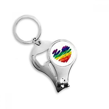 Imagem de Chaveiro de coração LGBT Rainbow Nail Nipper chaveiro abridor de garrafa