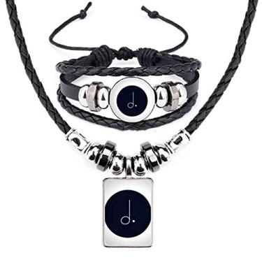 Imagem de White Music Conjunto de joias de couro preto pontilhado Mim