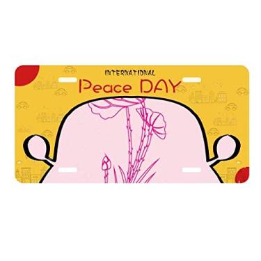 Imagem de DIYthinker Placa de licença de flor de lótus folha de lótus flor flor placa placa de licença etiqueta decoração de carro