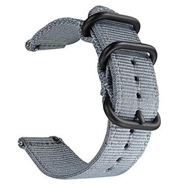 Imagem de Pulseira 20mm Militar Nylon compatível com Samsung Galaxy Watch Active 1 e 2 - Galaxy Watch 3 41mm - Galaxy Watch 42mm - Amazfit GTR 42mm - Amazfit GTS - Marca LTIMPORTS (Cinza)