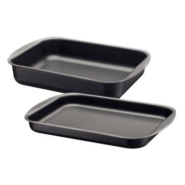 Imagem de Conjunto 2 Assadeiras Tramontina Brasil Grafite Funda e Rasa