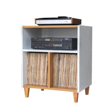 Imagem de Serena Estantes Estante Rack Para Discos LPs e Aparelhos (Louro Freijó-Branco)