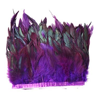Imagem de lanema Acabamento de pena de galo de 1 metro, pena de galo com franjas para artesanato, joias, decorações de casamento, plumas, artesanato DIY