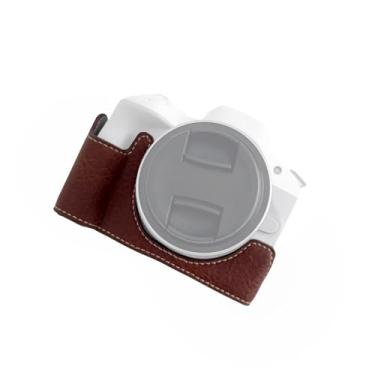 Imagem de Daconovo Capa protetora inferior para câmera digital Bolsa de couro PU para câmera com parafuso de fixação de 1/4 pol. Compatível com Canon R50/R100