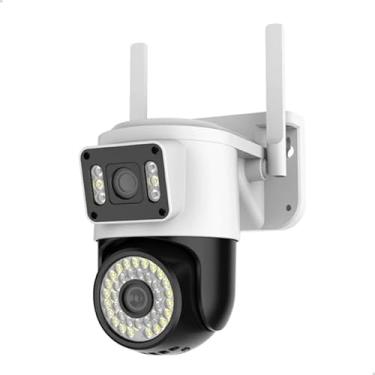Imagem de Câmera de Segurança Visão Noturna 2 cameras em 1 Alarme à prova d'água Bivolt IP Externa Wi-Fi 6MP Full HD 1080P visualizações tecnologia de IA Infravermelha Lente dupla Yoosee
