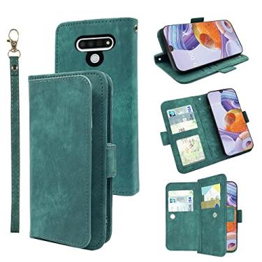 Imagem de Furiet Compatível com LG Stylo 6/Stylo6 Plus/K71 Stylus Capa carteira alça de pulso couro flip suporte suporte acessórios celular capa para celular LGStylo6 6+ 6plus Six 2020 mulheres homens verde