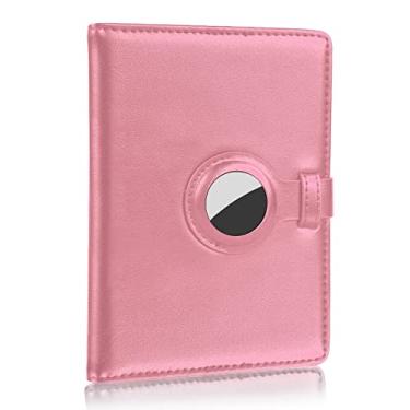 Imagem de Conjunto de porta-passaporte Airtag e porta-cartão de vacina com AirTag capa para passaporte carteira de viagem para homens e mulheres, rosa, 21.5*14cm, Genérico