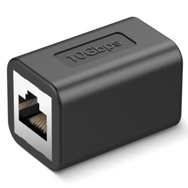 Imagem de LEKVKM Extensor Ethernet 10Gbps RJ45 Acoplador Ethernet, acoplador em linha para cat8/Cat7/Cat6/Cat5e/Cat5 adaptador extensor de cabo Ethernet para PC Router Modem PS5 Xbox fêmea para fêmea (1 pacote