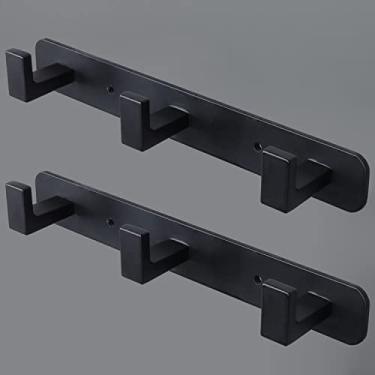 Imagem de Vanloory Cabideiro, 3 cabides triplos de aço inoxidável resistente, ganchos de parede montados na parede, gancho de roupas rústicas/trilho de gancho para chave para banheiro e cozinha (2 unidades, 3