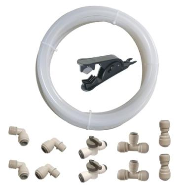 Imagem de MALIDA Tubo de água de plástico de 1,27 cm de diâmetro externo de 4,9 m + conjunto de conectores de 10 peças, para sistema de filtro de água RO, aquários, geladeiras