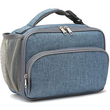 Imagem de Lancheira infantil com isolamento térmico, mini bolsa térmica para refeições, para meninas, meninos, azul marinho