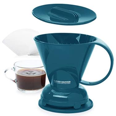 Imagem de Clever Filtros e gotejadores de café, grande 510 g | Barista's Choice | Plástico seguro sem BPA | Inclui 100 filtros (azul pavão)