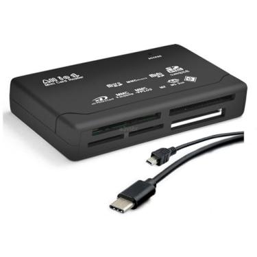 Imagem de A3vsbr multiplo leitor 6 x 1 usb type-c para cartão de memória micro tf sd hc xc compact flash cf m2 ms xd picture card