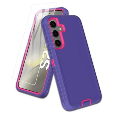 Imagem de Aliruke Capa para Samsung Galaxy S24-Plus, com protetor de tela, proteção de porta, cobertura de borracha de silicone de corpo inteiro, capa de telefone combo de 3 camadas à prova de queda para S24