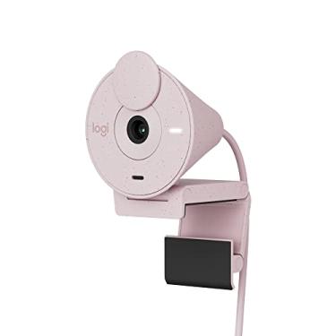 Imagem de Webcam Full HD Logitech Brio 300 com Microfone com Redução de Ruído, Proteção de Privacidade, Correção Automática de Luz e Conexão USB-C- Rosa